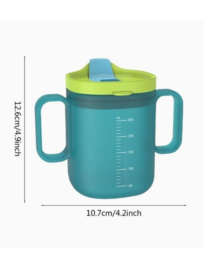 Sippy Cups For Toddlers. Drink Water Bottle Training Cup. Spill-Proof Toddler Milk Scale With Handle 6 Months+ Kids Portable Reusable (Green 250ml) - Image 5