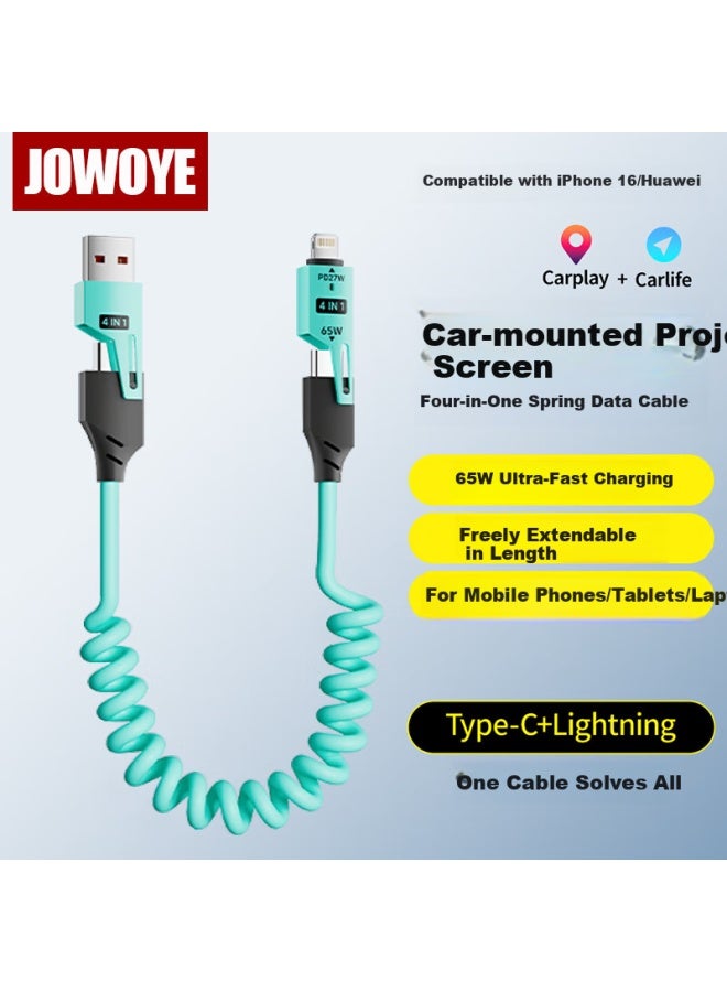 Jowoye Huawei Phone Data Cable Type-c Xiaomi Apple 14 Super Fast Charge 65w Honor Android Iphone 15/16 Carplay/carlife Spring Car Charger Cable - Image 2