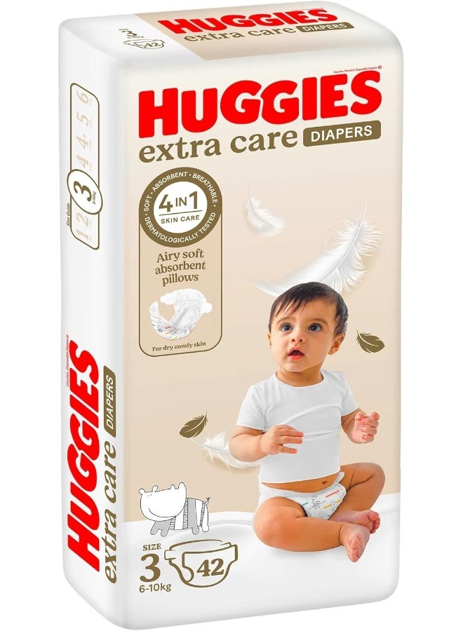 Huggies Extra Care, Size 3, 4 - 9 kg, Value Pack, 42 Diapers - Image 1