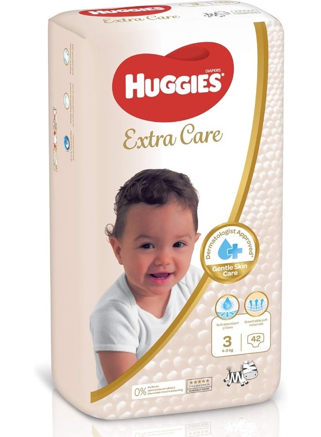 Huggies Extra Care, Size 3, 4 - 9 kg, Value Pack, 42 Diapers - Image 2
