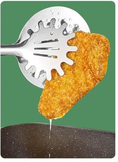 Happy Home Tongs 2 in 1 Stainless Steel Oil Frying Filter Spoon Fry Tool Oil Skimmer with Clip Cooking Gadget Tool  - Image 2