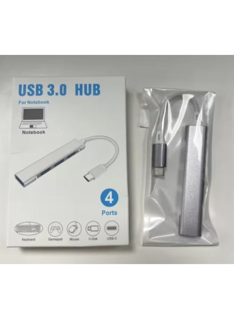 Portable USB Hub Splitter, Mini Multi-Port Expander for Desktop, Laptop, Phone, USB, Type-C, 4 Port Adapter