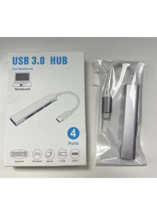 Portable USB Hub Splitter, Mini Multi-Port Expander for Desktop, Laptop, Phone, USB, Type-C, 4 Port Adapter