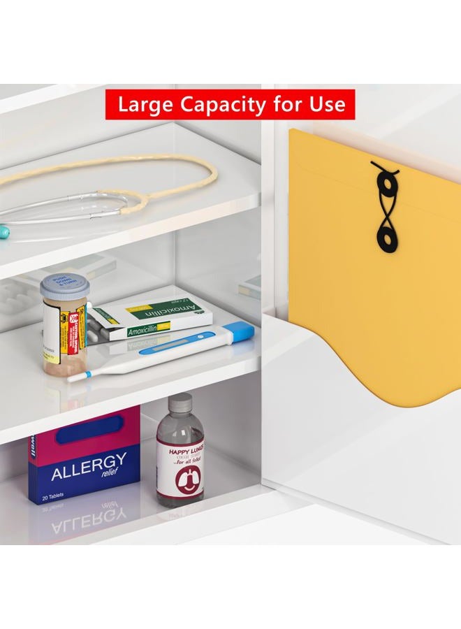 Wensha Locking Medicine Cabinet for Bathroom: Wall Mount Medical Box for Medication Storage - Large Capacity First Aid Wall Cabinet for Home, School, Office (White) - Image 3