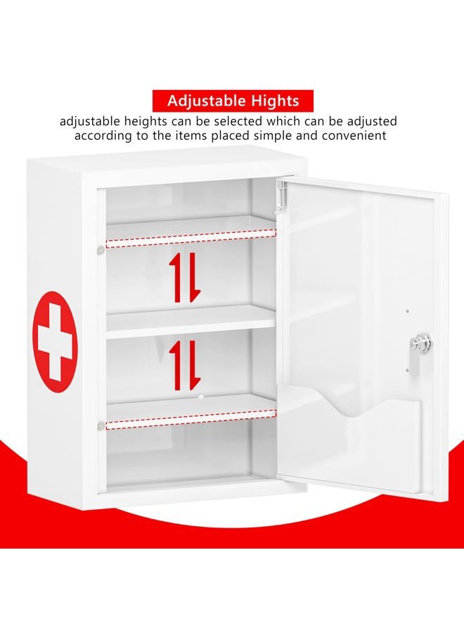 Wensha Locking Medicine Cabinet for Bathroom: Wall Mount Medical Box for Medication Storage - Large Capacity First Aid Wall Cabinet for Home, School, Office (White) - Image 2