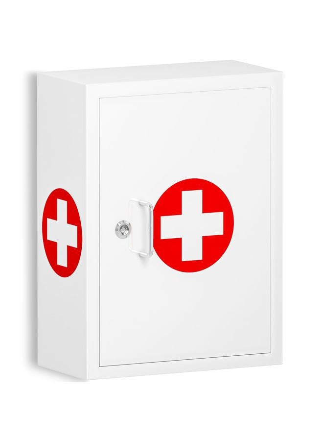 Wensha Locking Medicine Cabinet for Bathroom: Wall Mount Medical Box for Medication Storage - Large Capacity First Aid Wall Cabinet for Home, School, Office (White) - Image 1