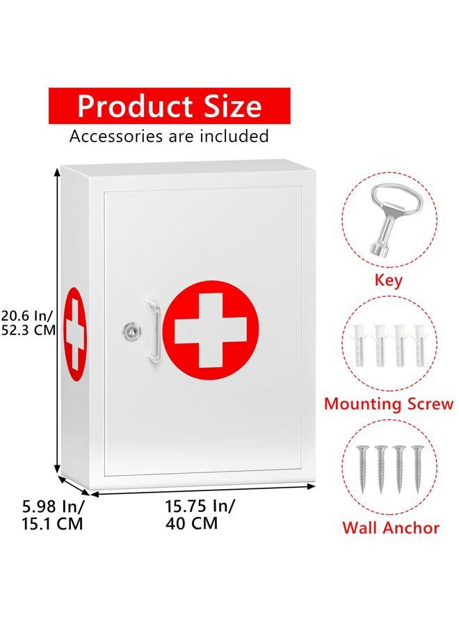 Wensha Locking Medicine Cabinet for Bathroom: Wall Mount Medical Box for Medication Storage - Large Capacity First Aid Wall Cabinet for Home, School, Office (White) - Image 4