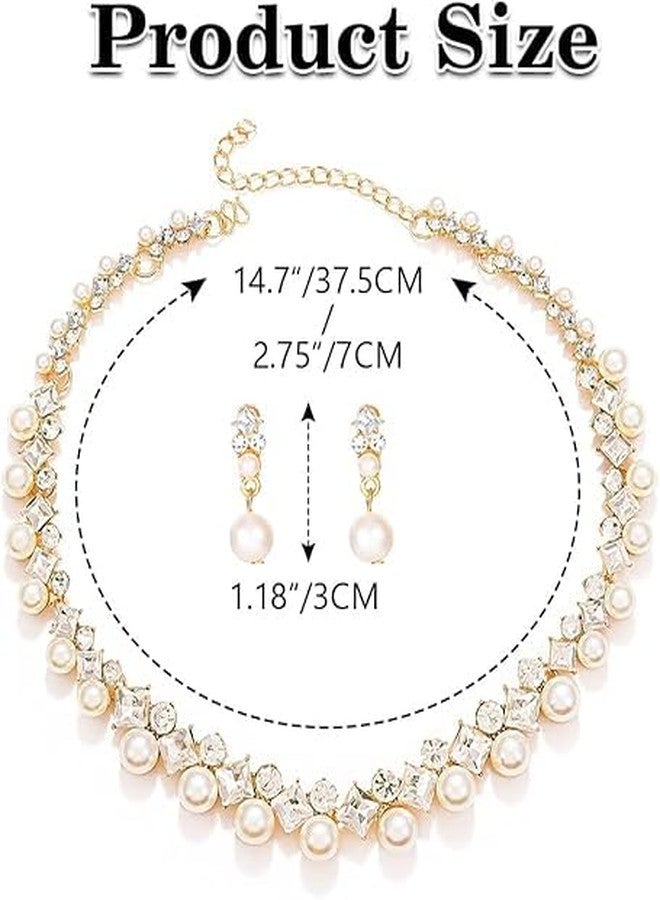 EVILD Pearl Wedding Jewelry Set Gold Choker Necklace Set for Women - Image 4