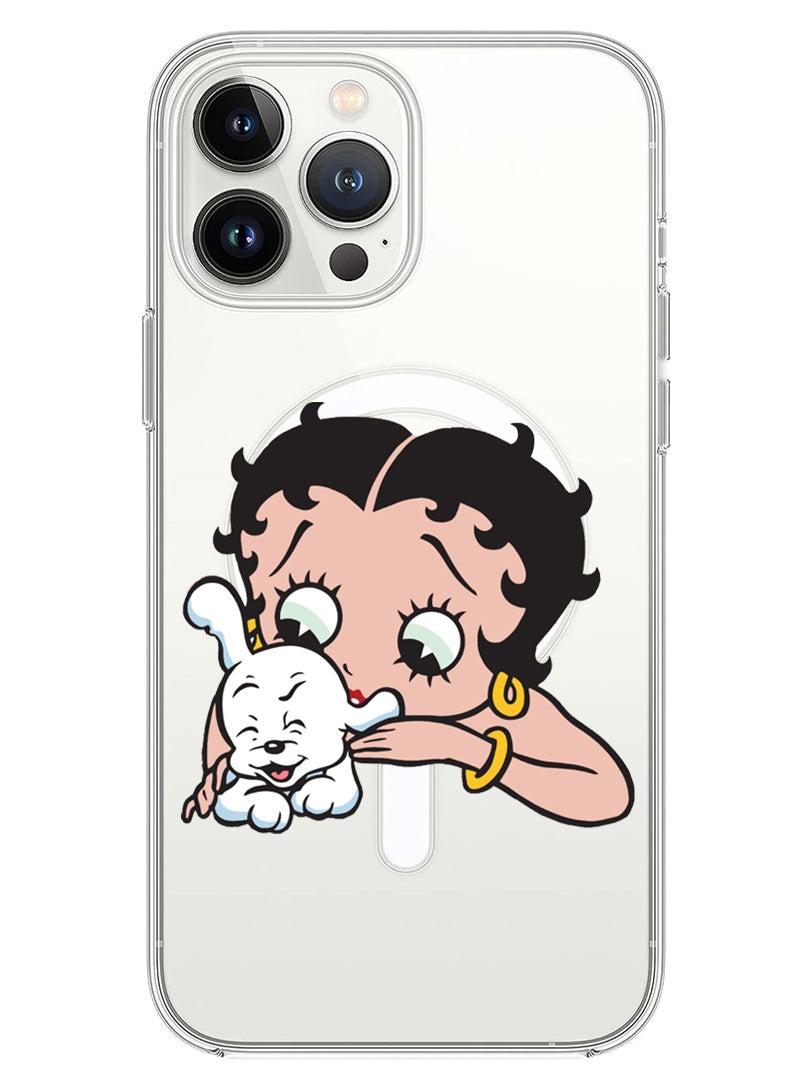 Theodor Magnetic Case for iPhone 13 Pro Max 6.7-inch Compatible with MagSafe Wireless Charging, Shockproof Phone Bumper Cover Betty Boop with dog - Image 1
