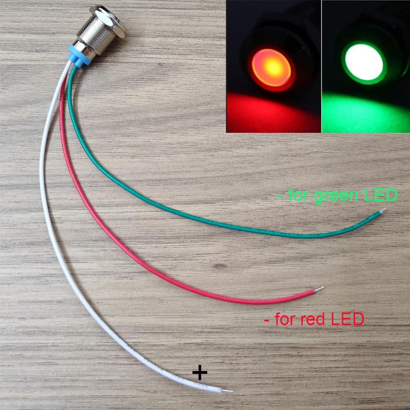 Gebildet Bi-Color(Green&Red) 12mm(1/2 inch) Energy Saving Indicator Light, 12mm 2 Color LED Light 12V/24V/ 20mA Panel Mount Light for Car Truck Boat Auto Part(Pack of 4) - Image 4