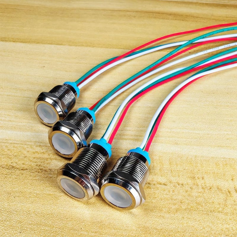 Gebildet Bi-Color(Green&Red) 12mm(1/2 inch) Energy Saving Indicator Light, 12mm 2 Color LED Light 12V/24V/ 20mA Panel Mount Light for Car Truck Boat Auto Part(Pack of 4) - Image 2