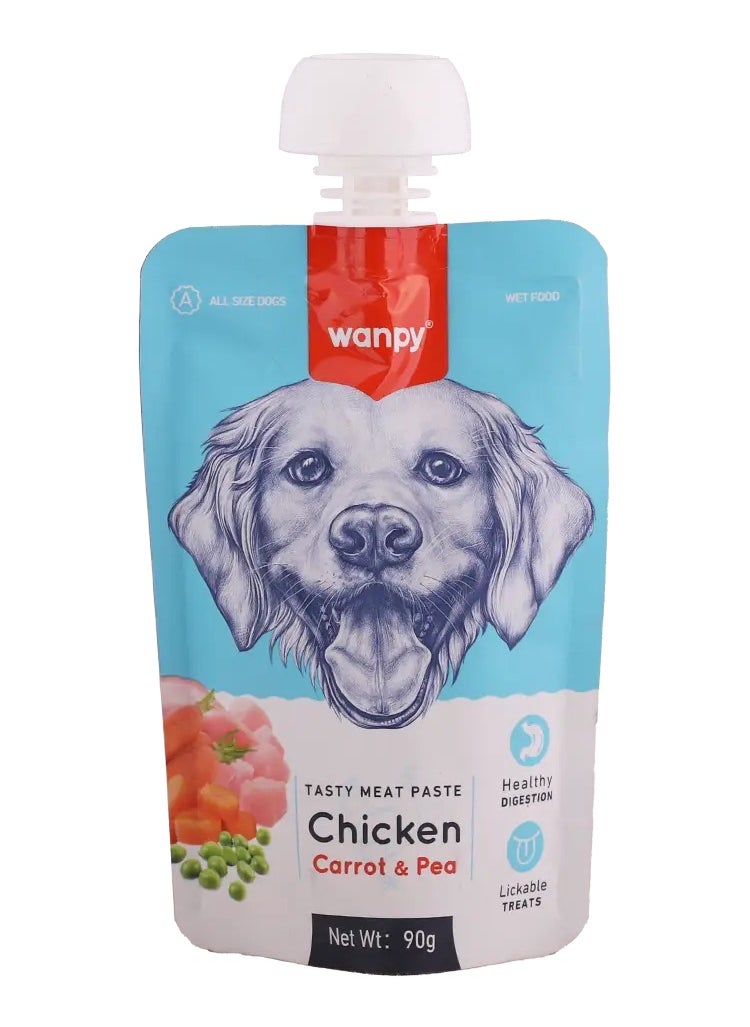 Wanpy Meat Paste - Chicken, Carrot, and Peas for Dogs, 90g 