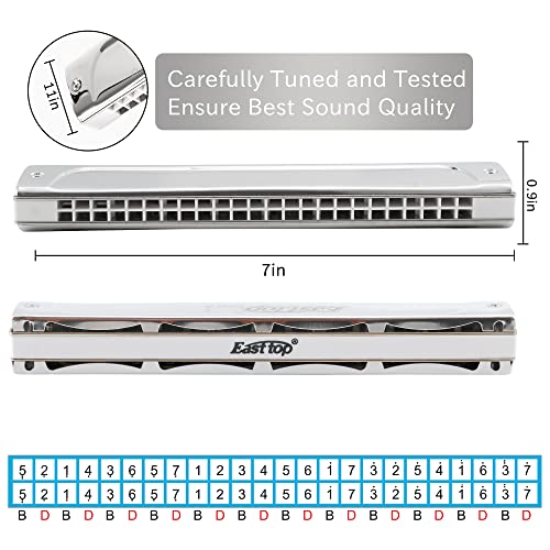 East top Tremolo Harmonica Key of G, 24 Holes Professional Tremolo Mouth Organ T2406S Harmonica For Adults, Professionals and Students - Image 4