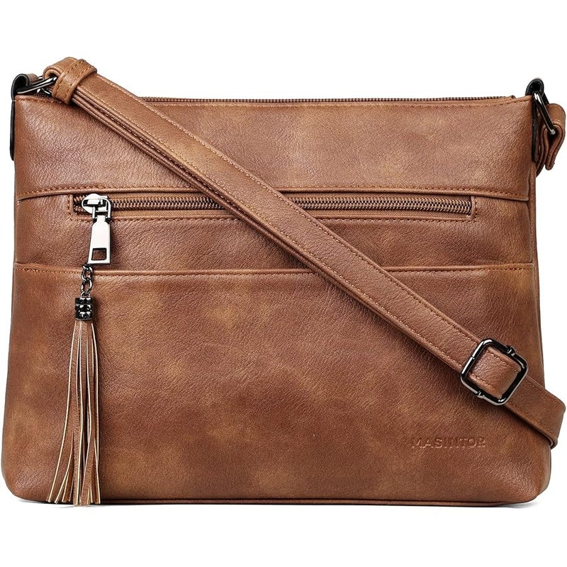 MASINTOR Crossbody Bags for Women, Lightweight Medium Crossbody Purse, Soft Leather Women's Shoulder Handbags with Tassel - Image 1