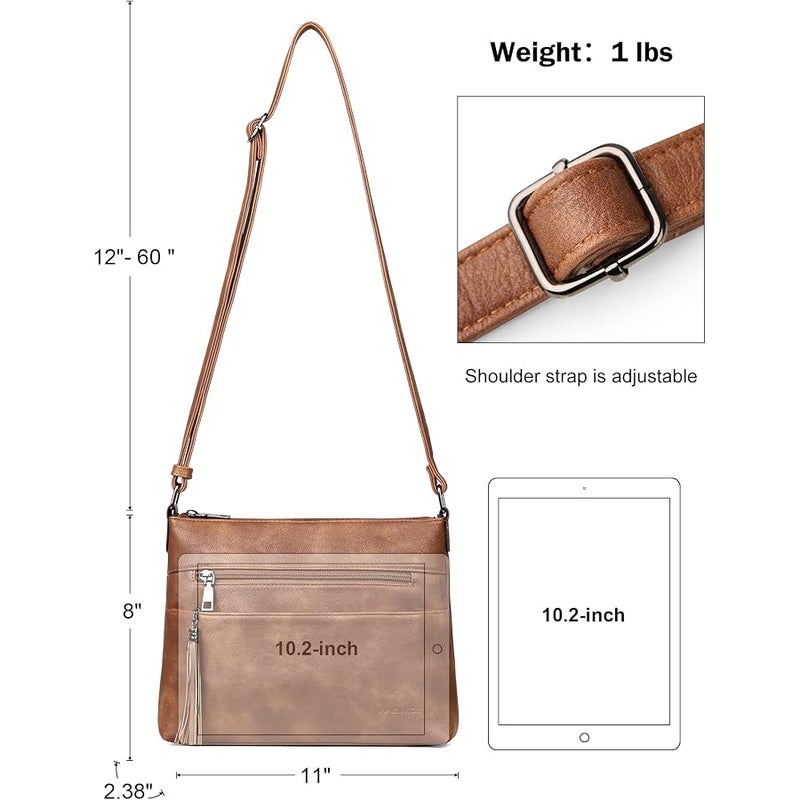 MASINTOR Crossbody Bags for Women, Lightweight Medium Crossbody Purse, Soft Leather Women's Shoulder Handbags with Tassel - Image 4