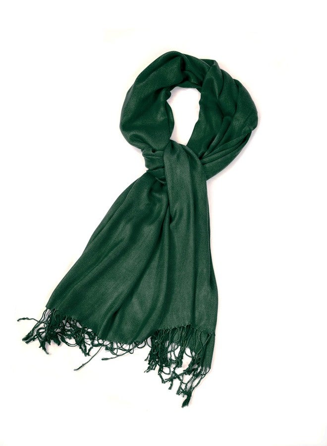 Sakkas Large Soft Silky Pashmina Shawl Wrap Scarf in Solid Colors - Dark Green - Image 3