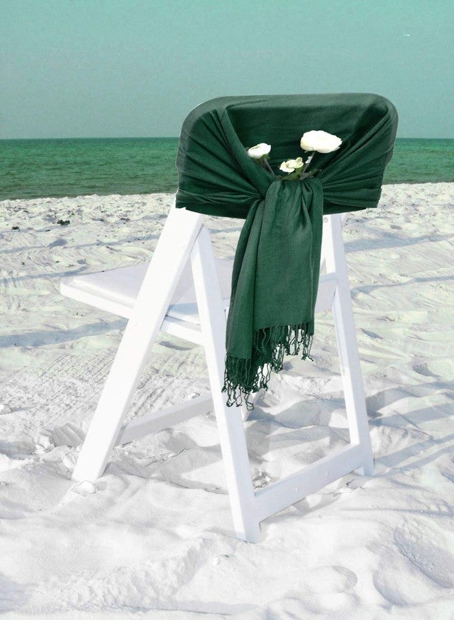 Sakkas Large Soft Silky Pashmina Shawl Wrap Scarf in Solid Colors - Dark Green - Image 4