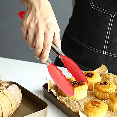 HINMAY Small Tongs Set 7-Inch Mini Tongs with Silicone Tips, Set of 6 (Red Blue Green Pink Mint Yellow) - Image 4