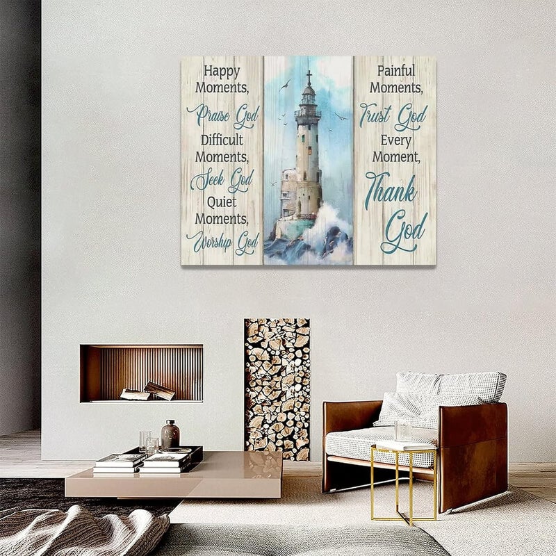 remzoke Inspirational Nautical Lighthouse Wall Art - Image 4