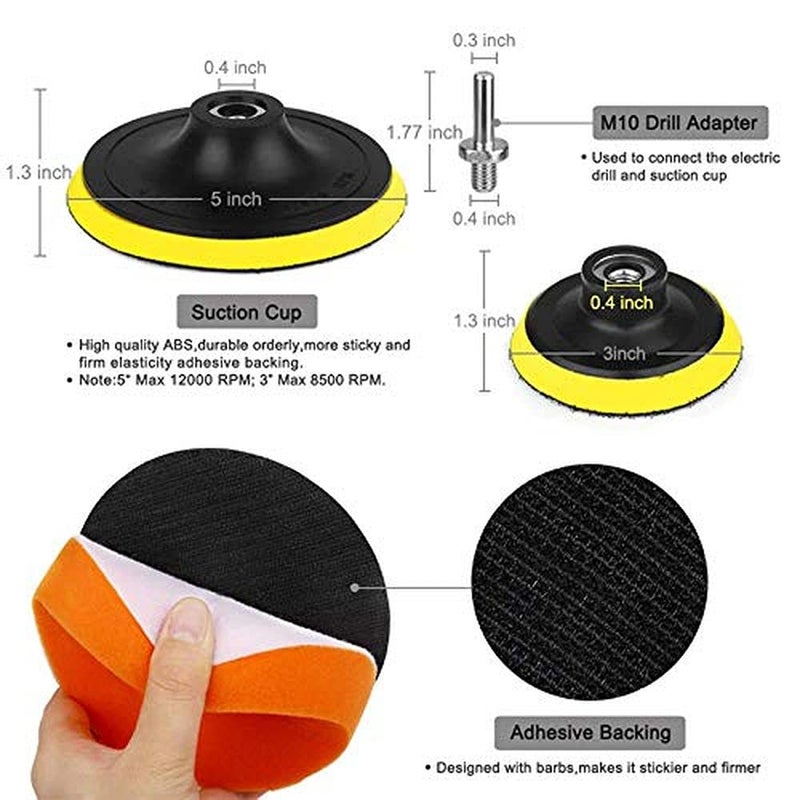 DIY Crafts DIY Crafts CT-DIY-HI-52518 3'/4"/7"inch Drill Buffing Sponge Pads Car Foam Woolen Polishing Pads Kit For Car Buffer Polisher Sanding  - Image 3