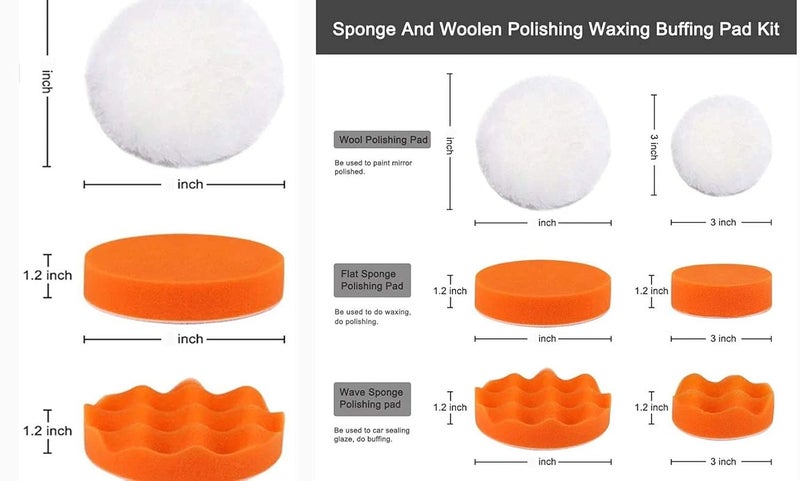 DIY Crafts DIY Crafts CT-DIY-HI-52518 3'/4"/7"inch Drill Buffing Sponge Pads Car Foam Woolen Polishing Pads Kit For Car Buffer Polisher Sanding  - Image 2