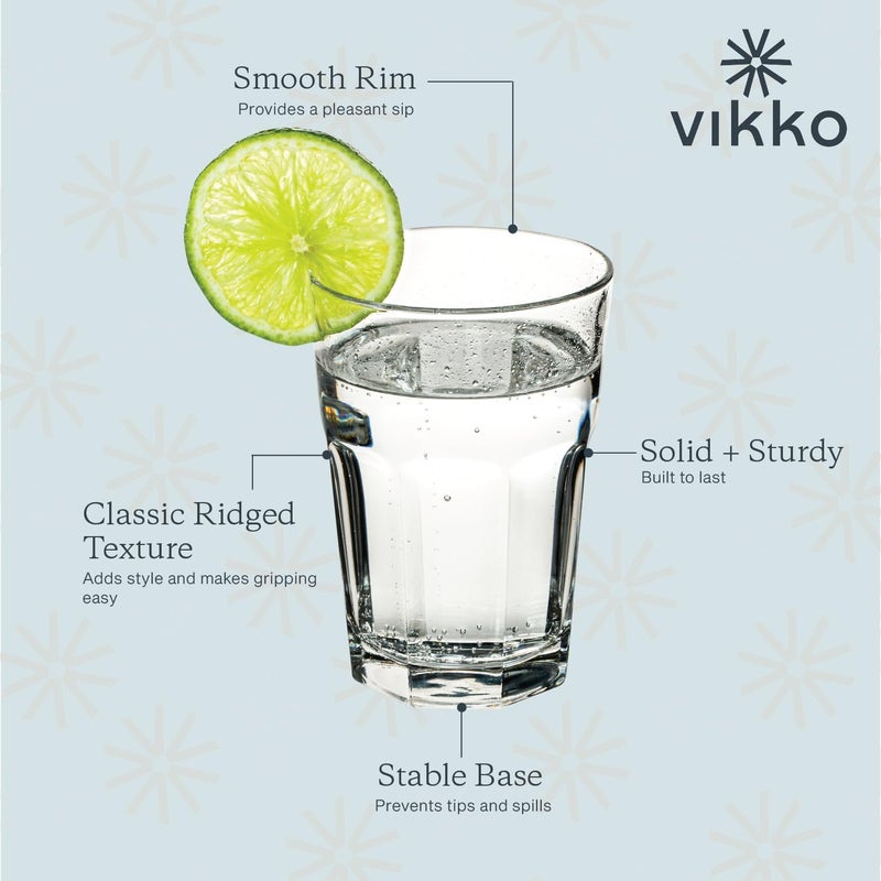 Vikko Drinking Glasses, 11.5 Ounce Glass Cups, Durable Glasses Drinking Set of 12, Stackable Water Glasses, Highball Glasses, Heavy Base Tumblers & Water Glasses, Dishwasher Safe Cups for Kitchen - Image 1