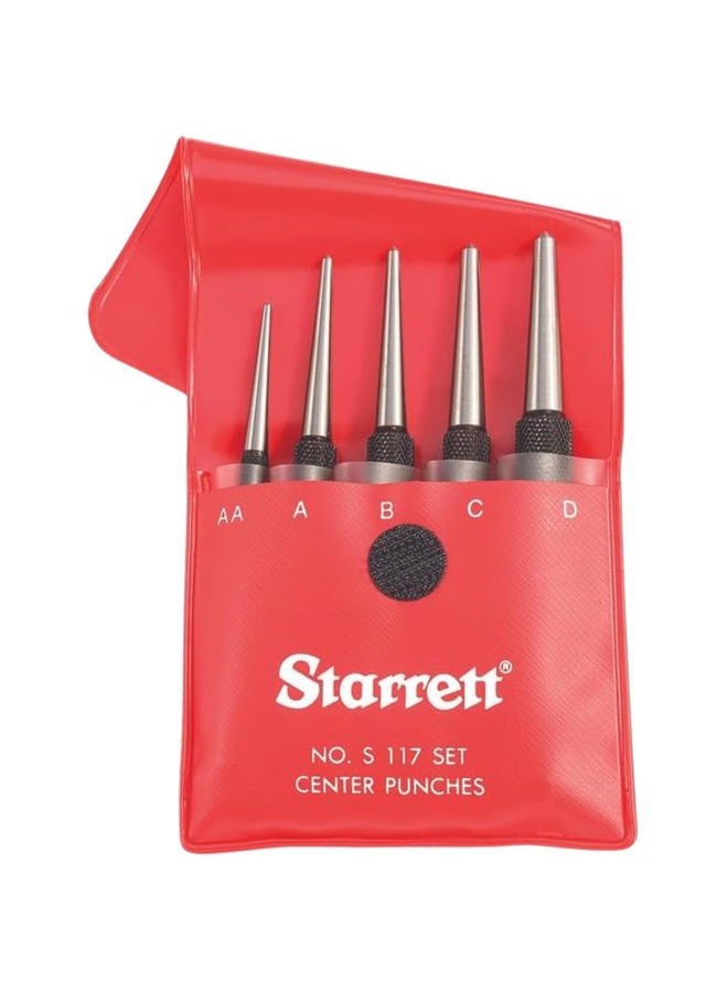 Starrett S117PC Centre Punches Set, 1/16", 5/64", 3/32", 1/8", 5/32" Diameters, In Plastic Case - Image 1