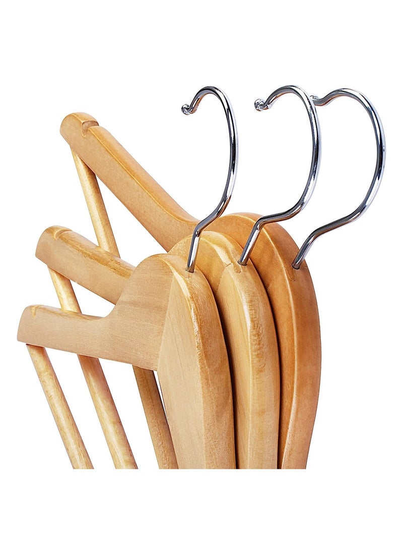 Generic - Solid Wood Coat Hangers Non-Slip Cloth Hangers with Notches & 360° Swivel Hook - Image 1