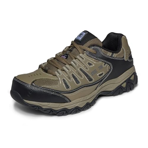 SKECHERS حذاء سكيشرز للرجال كانكتون بقبعة فولاذية – مصنف لمخاطر الكهرباء، مع رغوة الذاكرة، بيبل/أسود، 12 عريض - Image 5