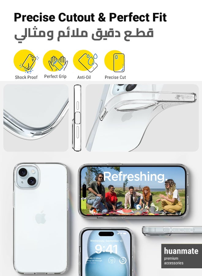 huanmate Ultra Clear Protective Case Cover For Apple iPhone 15 Clear - Image 2
