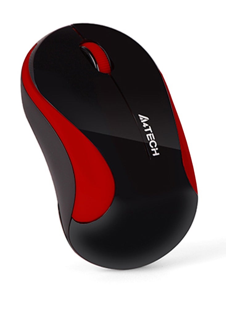 A4TECH - Mini Wireless Mouse for laptops G3-270 , 2.4GHz V-Track Mouse 1200 DPI , distance up to 10-15m ,  battery changes with energy-efficient engineering , optical - red - Image 1