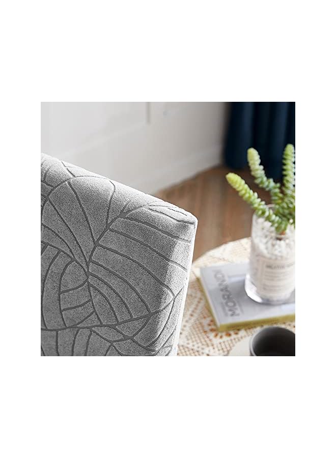 The Bros 6 Pcs/Set Soft Stretch Embossed Stereo Jacquard Dining Chair Covers Anti Skid Waterproof Washable, Polyester Fiber Banquet Chair Seat Protector Slipcovers for Home Party, Hotel (Light gray) - Image 4