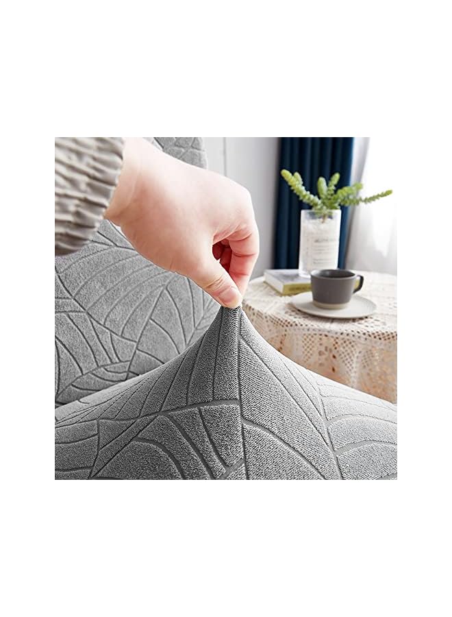 The Bros 6 Pcs/Set Soft Stretch Embossed Stereo Jacquard Dining Chair Covers Anti Skid Waterproof Washable, Polyester Fiber Banquet Chair Seat Protector Slipcovers for Home Party, Hotel (Light gray) - Image 3