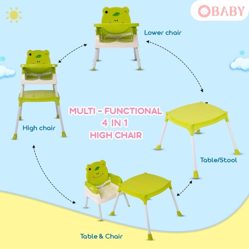 OBaby طاولة طعام مع مقعد، صينية قابلة للإزالة/قابلة للتعديل/قابلة للطي/متعددة الوظائف/قابلة للغسل كرسي طعام/إطعام للأطفال من 0 إلى 6 سنوات - Image 3