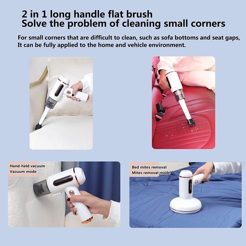 GLEVAR Wireless Vacuum Cleaner Handheld Dust Mite Remover UV Sterilizer, HEPA Filter, Strong Suction, Kills Allergens and Bacteria, Ideal for Sofas, Pillows, and Mattresses - Image 3