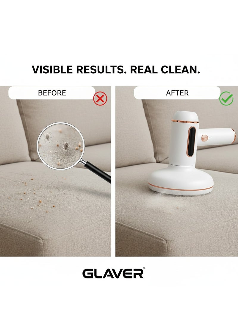 GLEVAR Wireless Vacuum Cleaner Handheld Dust Mite Remover UV Sterilizer, HEPA Filter, Strong Suction, Kills Allergens and Bacteria, Ideal for Sofas, Pillows, and Mattresses - Image 2
