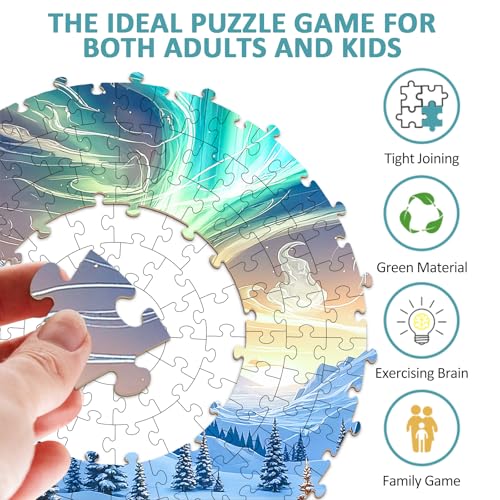 AEEKDOOK Northern Lights Puzzles for Adults 1000 Pieces Winter Snow Scene Cabin Bonfire Jigsaw Puzzles 1000 Pieces for Adults Fun Puzzles with Letters On Back Challenging Game Toys 265 265in - Image 5