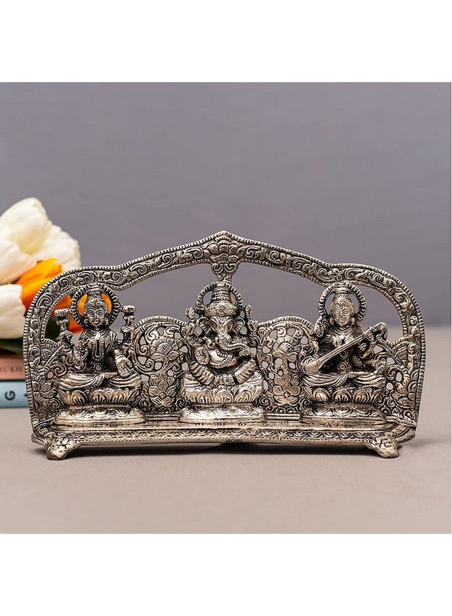 Lavanaya Silver® - Silver Plated Laxmi Ganesh Saraswati God Idol Statue Oxidized Finish with Beautiful Velvet Box for Anniversary Diwali Gift | Houswarming Gift - Image 2