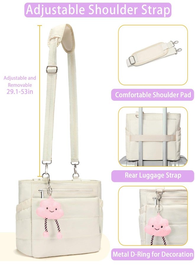 TENKIST Lunch Box Tote Bag - Versatile Soft Insulated Lunchbox for Women - Lightweight Stylish Simple Lunch Pail Reusable Large Cooler Bag for Adults Work Office Camping Picnic Travel Outdoor Trips White 10L - Image 3