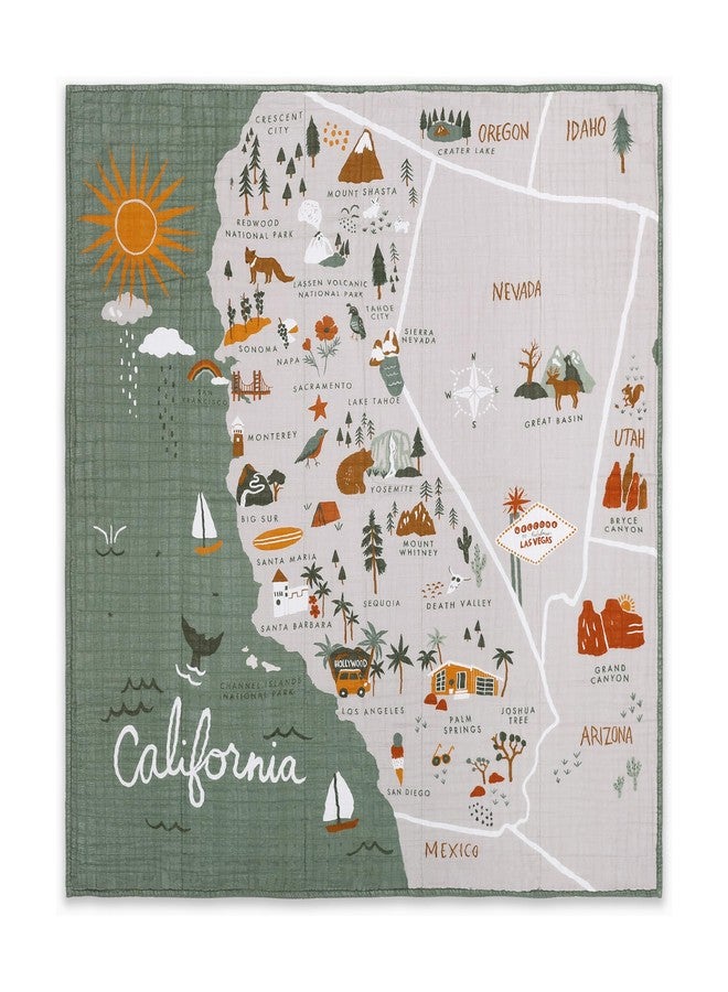 babyletto 100% Organic Cotton Quilt, GOTS-Certified, 3-Layers of Ultra-Soft and Breathable Muslin - Calfornia - Image 5