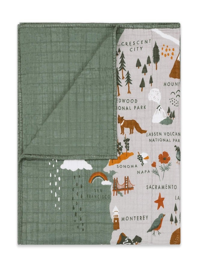 babyletto 100% Organic Cotton Quilt, GOTS-Certified, 3-Layers of Ultra-Soft and Breathable Muslin - Calfornia - Image 1