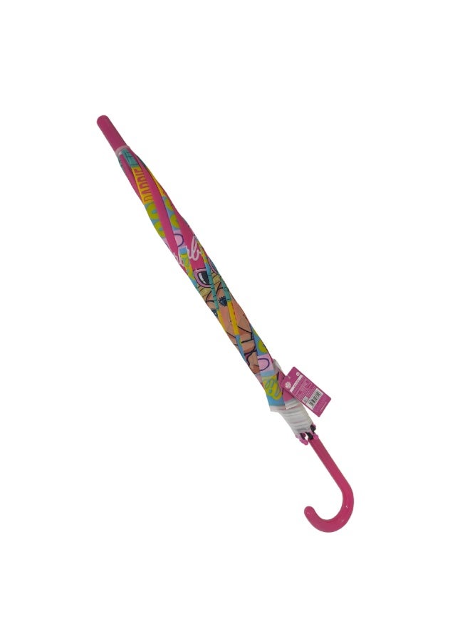Barbie Kids' Pink Manual Open Umbrella – Mattel Official Licensed Product, Easy-Grip J-Handle, Windproof Rain Gear for Girls - Image 2