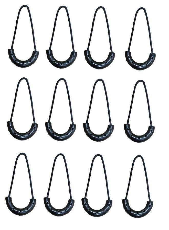 Nylon U-Shape Zipper Pulls, 12 Pcs Heavy Duty Zipper Pull Cord, Backpack Zippers Pull Replacement, Black Cord Extension for Backpack, Luggage, Purse, and Many More Applications.
