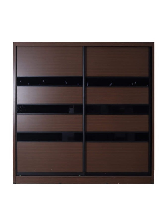 Concent Modern zipper wardrobe - a combination between wood and black glass - Interior divider (drawers + hangers) - Image 1
