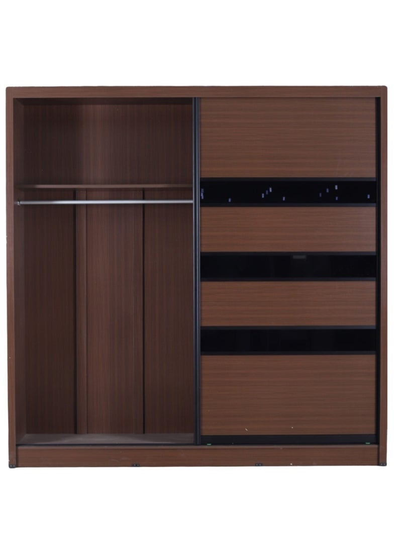 Concent Modern zipper wardrobe - a combination between wood and black glass - Interior divider (drawers + hangers) - Image 2
