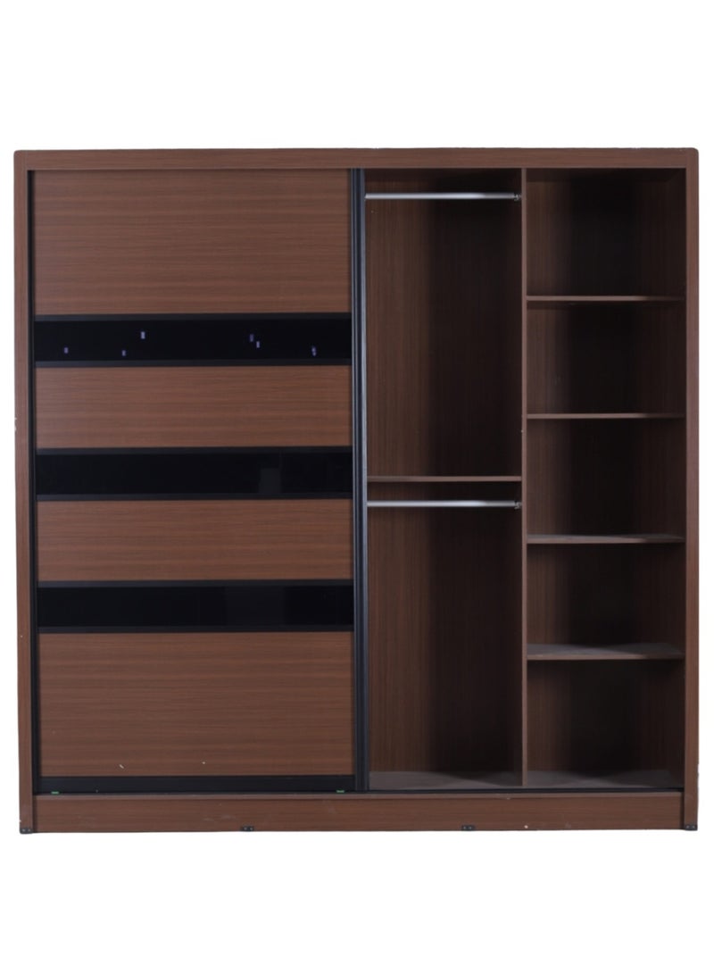 Concent Modern zipper wardrobe - a combination between wood and black glass - Interior divider (drawers + hangers) - Image 3