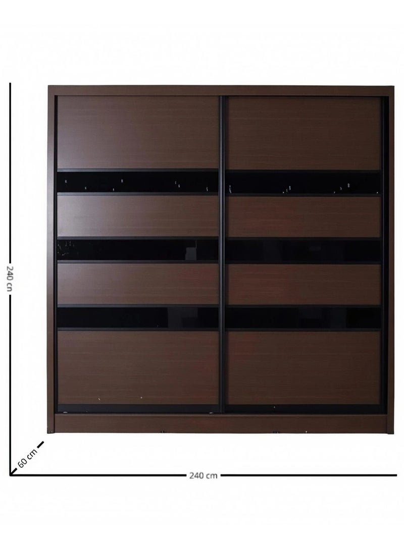 Concent Modern zipper wardrobe - a combination between wood and black glass - Interior divider (drawers + hangers) - Image 4