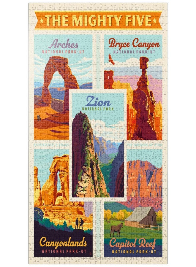 MyPuzzle.com MyPuzzle The Mighty Five: Utah National Parks, Vintage Poster - Premium 1000 Piece Jigsaw Puzzle for Adults - Image 1