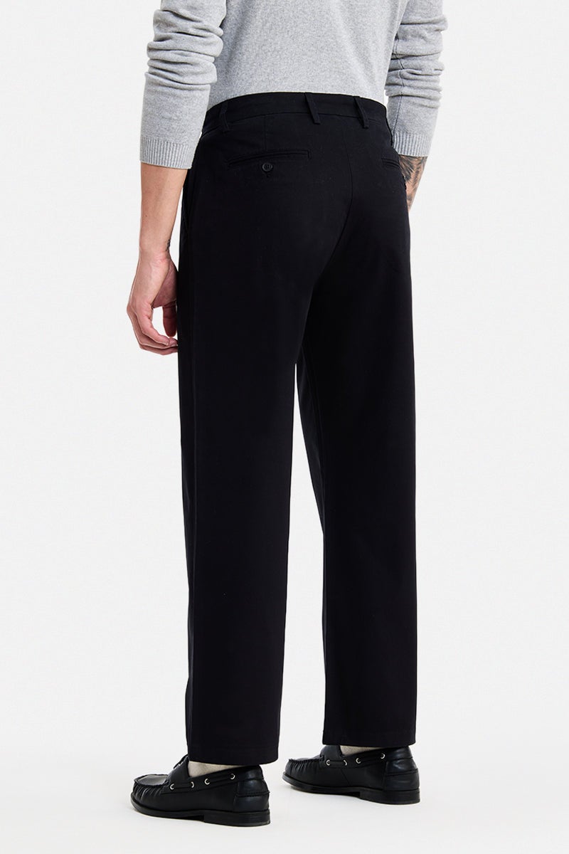 SNITCH Black Solid Wide Leg Casual Chinos - Image 4