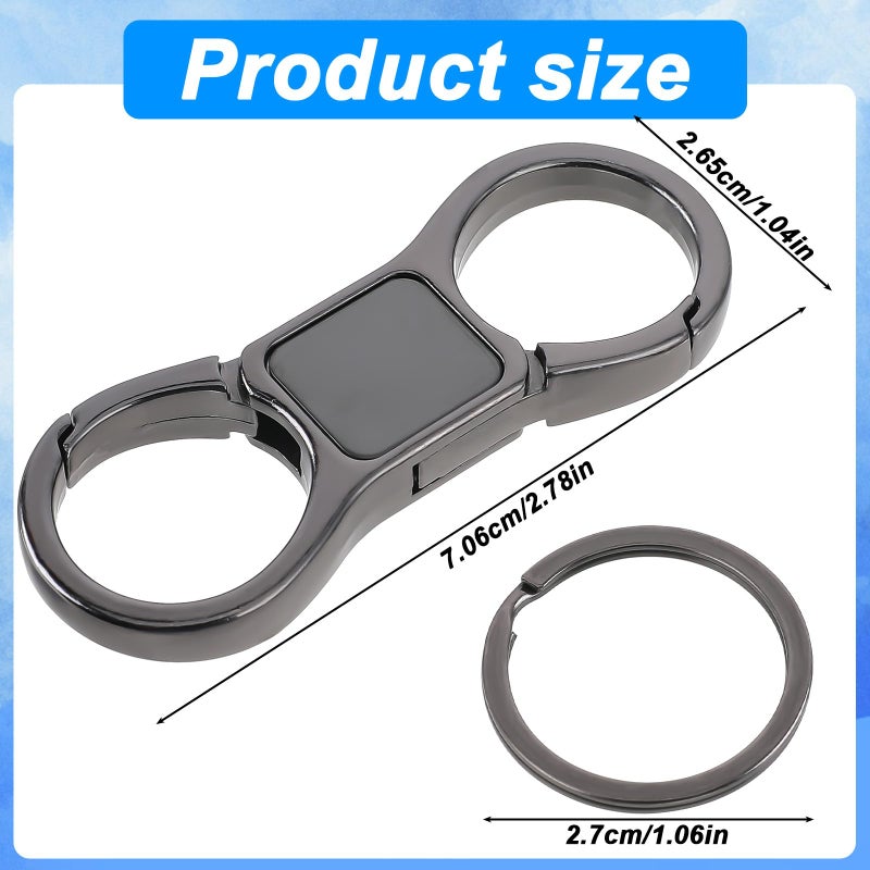 Styquenzer 2 Pcs Heavy Duty Key Chain with 8 Pcs Stainless Key Rings, Detachable, Organizer for Multiple Keys, Black, Unisex Adult - Image 2